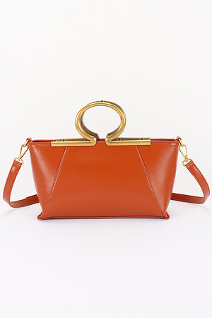 Vegan Leather Metal Handle Bag