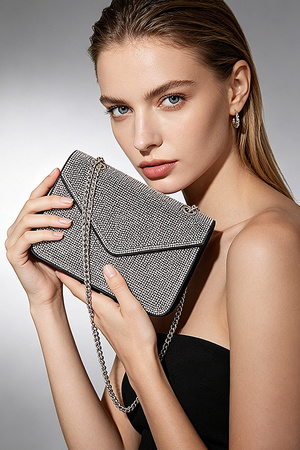 Rhinestone Flap Crossbody Bag