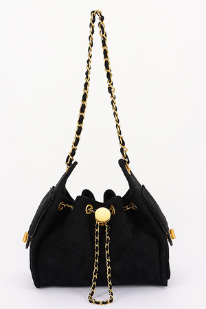 Quilted Faux Suede Shoulder Bag