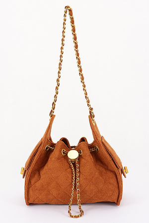 Quilted Faux Suede Shoulder Bag