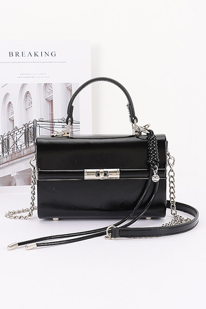 Vegan Leather Top Handle Flap Bag