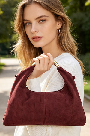 Faux Suede Croc Hobo Bag