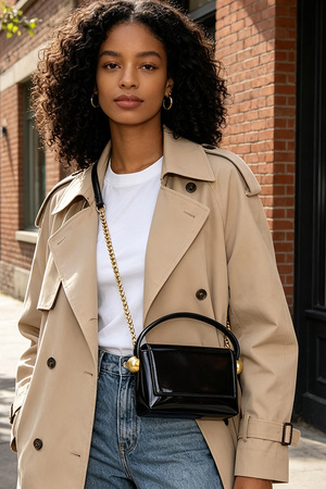 Vegan Leather Top Handle Flap Bag