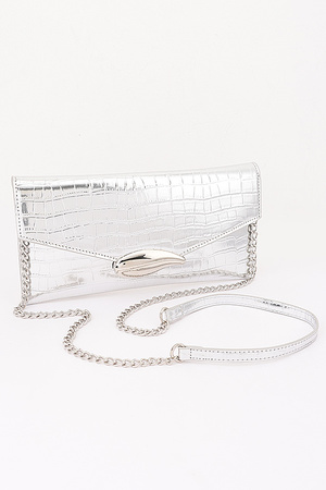 Croc Patent Leather Flap Bag