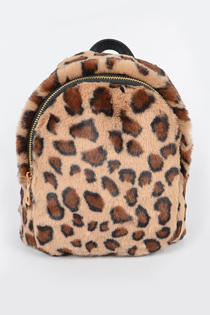 Leopard Faux Fur Backpack