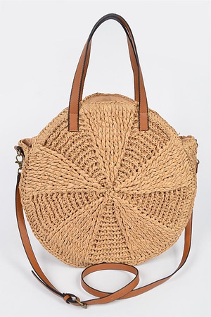 Faux Straw Handmade Round Tote