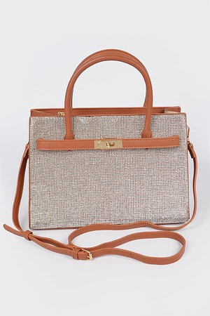 Rhinestone Top Handle Satchel Bag