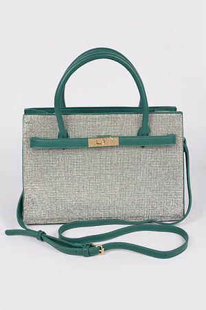 Rhinestone Top Handle Satchel Bag