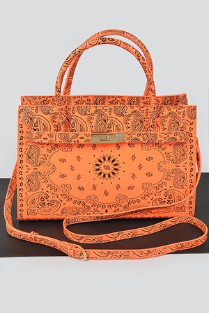 Neon Bandana Print Handles Tote Bag