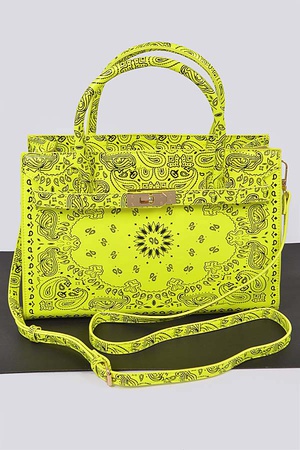 Neon Bandana Print Handles Tote Bag