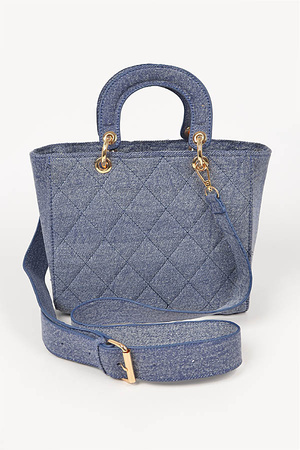 Quilted Washed Denim Handbag