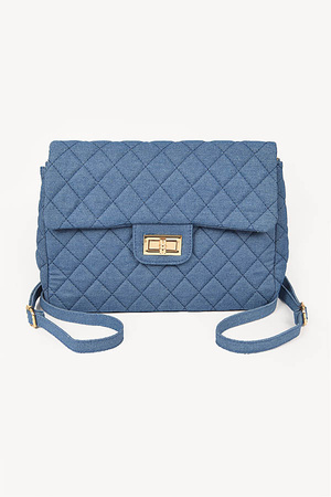 Quilted Denim Flap Backpack
