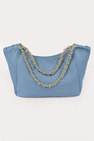 Denim Tote Bag W/Chain