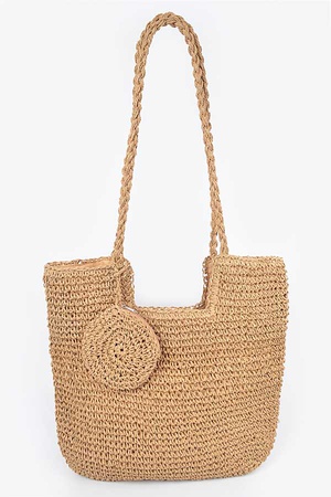 Faux Straw Tote Bag