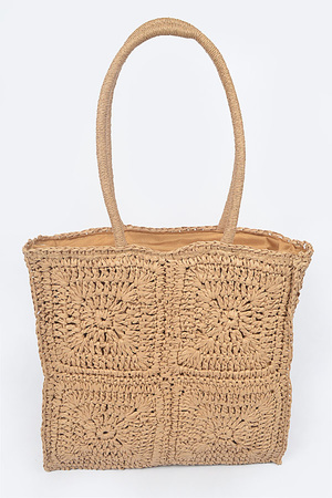 Faux Straw Tote Bag