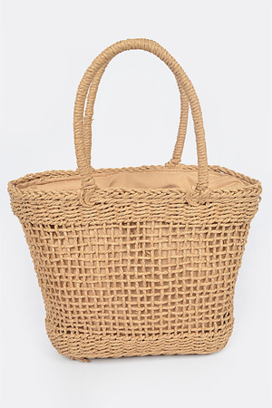 Faux Straw Tote Bag