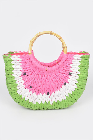 Faux Straw Crochet Watermelon Handbag
