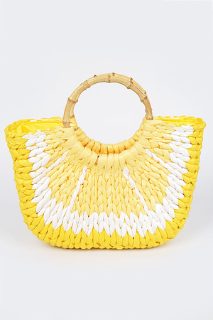 Faux Straw Crochet Lemon Handbag