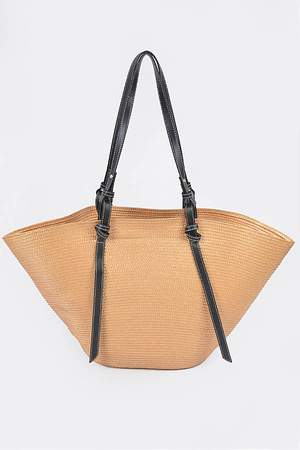 Faux Straw Large Hobo Bag