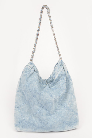 Quilted Washed Denim Chain Bag