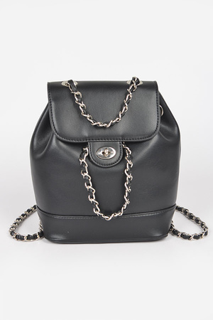Faux Leather Flap Backpack
