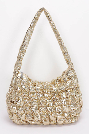 Quilted Metallic Padded Crossbody Bag