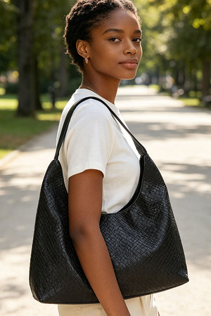 Embossed Faux Leather Shoulder Bag