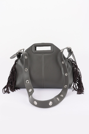 Fringe Trimmed Leather Bag