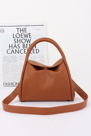 Vegan Leather Structured Top Handle Shoulder Bag