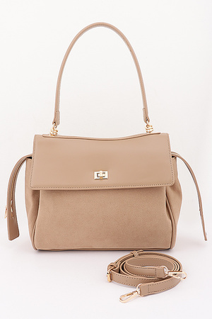 Two-Tone Flap Satchel Bag