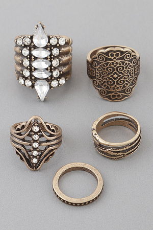 Wide Jewel Rings Set