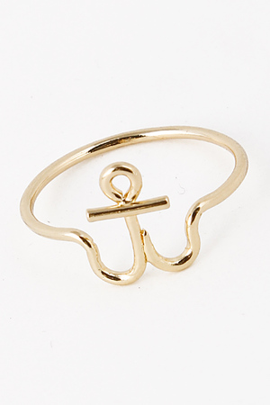 Gold Anchor Shape Curved Out Ring 5BBI4