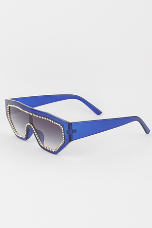 Rhinestone Lined Shield Sunglasses