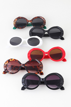 Bulky Side Indented Gradient Round Sunglasses
