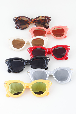 Shiny Bulky Bright Tinted Round Sunglasses