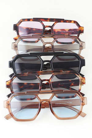 Bright Tinted Geometric Aviator Sunglasses