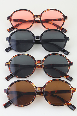 Minimal Tortoise Round Tinted Sunglasses