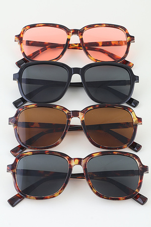 Minimal Tortoise Box Tinted Sunglasses