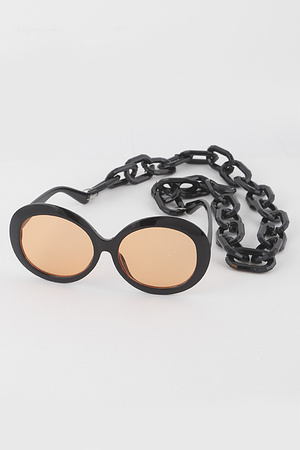 Round Sunglasses With Chain