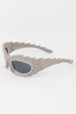 Round Jeweled Wing Sunglasses