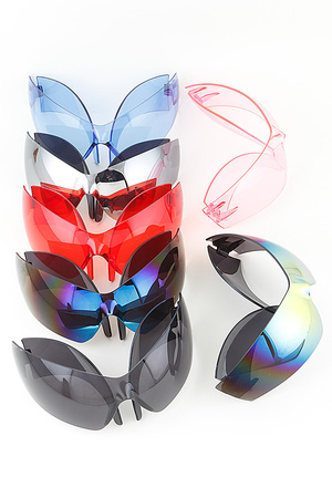 Modern Bright Rimless Curved Sunglasses