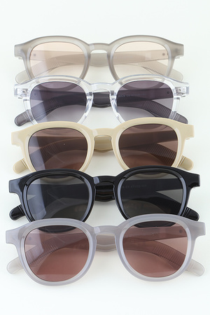 Modern Ribbed Round Sunglasses