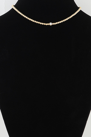 Polished Rhinestone Beaded Choker Necklace