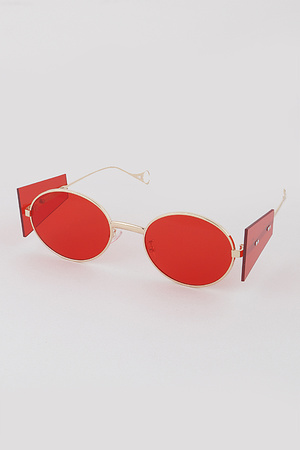 Side Block Unique Round Sunglasses