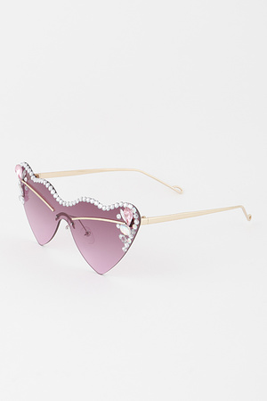 Crystal Wave Heart Sunglasses