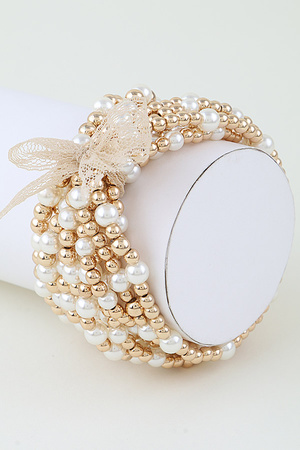 Lace Ribbon Pearl Beaded Bracelet
