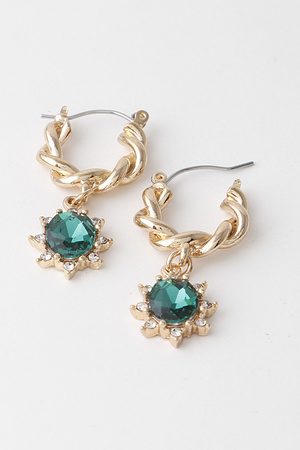 Twisted Rhinestone Dangle Earrings