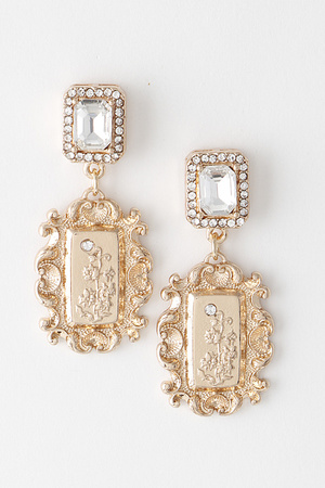 Royalty Engraved Rhinestone Earrings