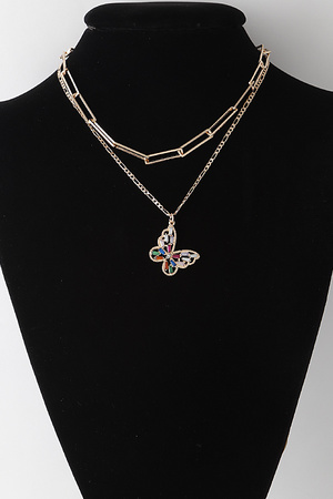 Double Layered Butterfly Pendant Necklace
