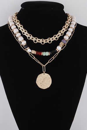 Multi Hammered Pendant Necklace